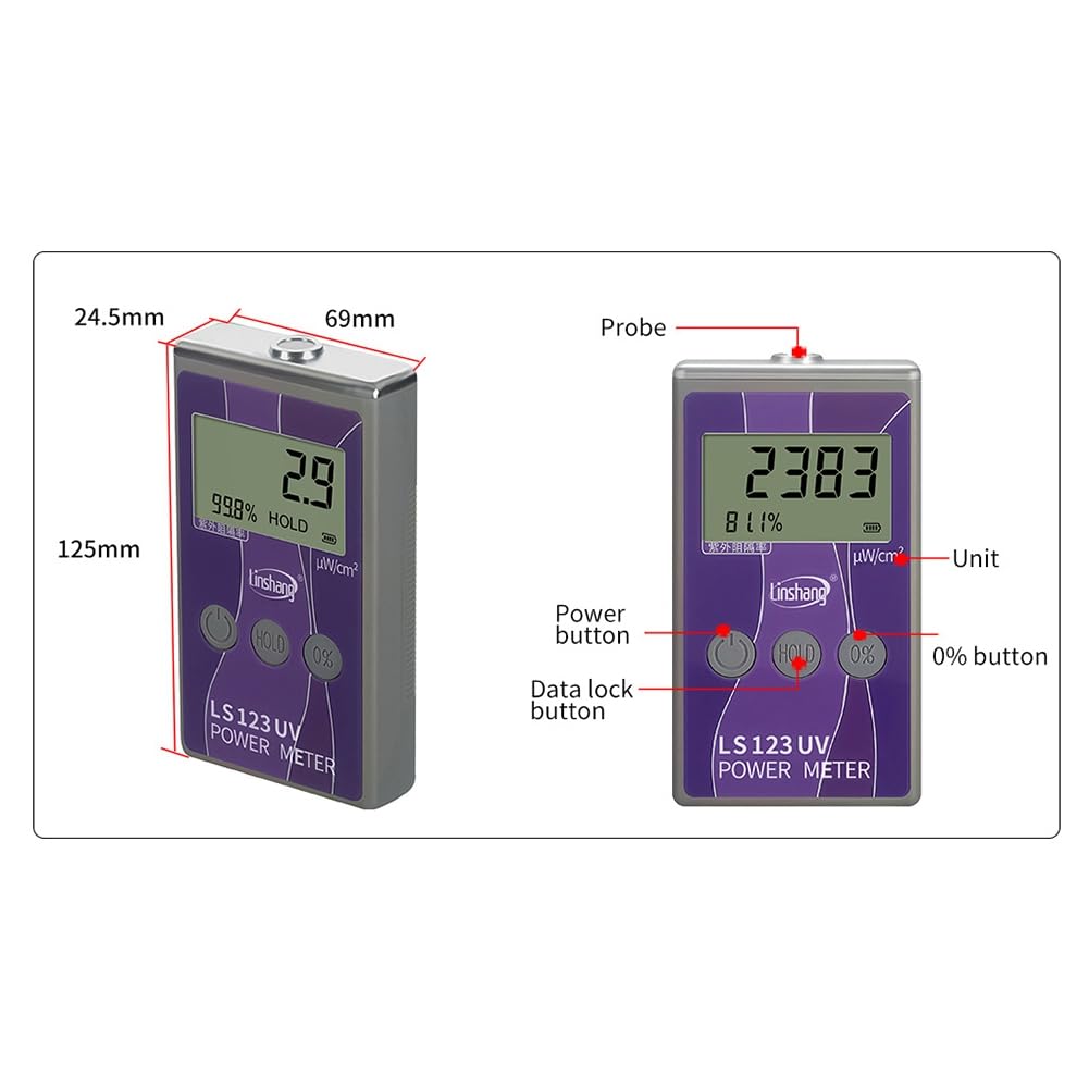 SHABD Medidor UV Portátil LS123 Mide la Radiación Ultravioleta Intensidad de Potencia Radiancia Densidad Tasa de Rechazo