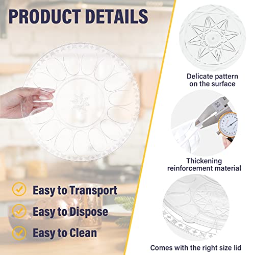 Shellwei Deviled Egg Tray With Lid 12 Inch Round Egg Containers With 15 Egg Slots Reusable Plastic Egg Holder Platter For Deviled Egg Fruits Veggie Finger Food thumb #2