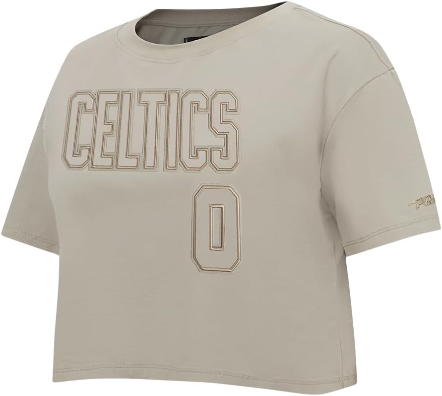 Pro Standard NBA Womens Womens NBA Boston Celtics Neutrals Player Cotton Short Sleeve Boxy Tee - Image 3