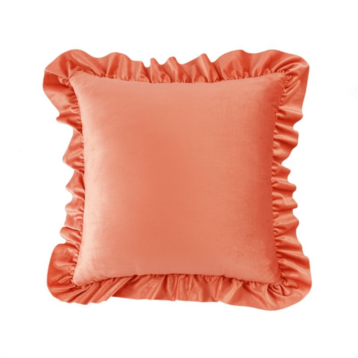 BWGHBH 2PCS Ruffle Pillow Cases Ruffled Microfiber Wrinkle Resistant Pillow Covers Square 18x18inches Sofa Living Room Bedroom Home Decoration Orange