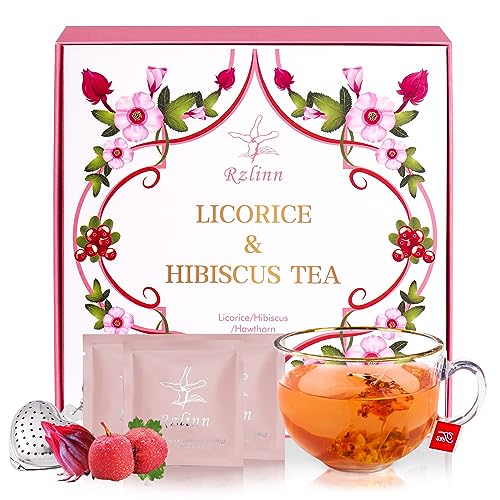 Rzlinn Licorice Hibiscus Tea, 6G*27 Traditional Herbal Recipes Decaf Iced Tea Bags, Great Sweet Tea, Comes With Its Own Tea Infuser #TOP23