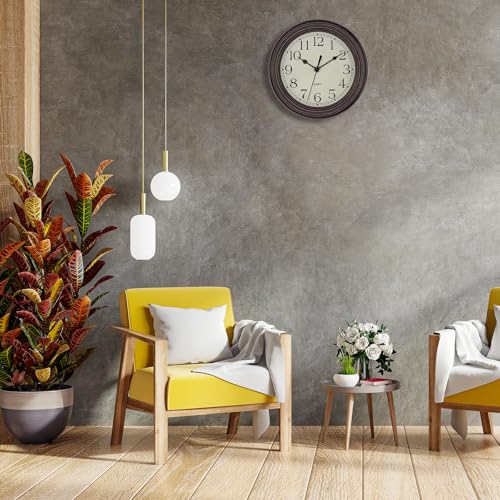 Image of Foxtop 9 Inch Wall Clock Battery Operated Silent Non-Ticking Small Classic Vintage Retro Wall Clock Decorative for Kitchen Living Room Home Office (Bronze)