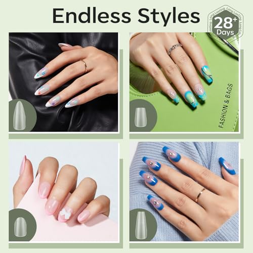 Image of Modelones Long Coffin Guiding Line Nail Tips Soft Gel Fake Nails False Full