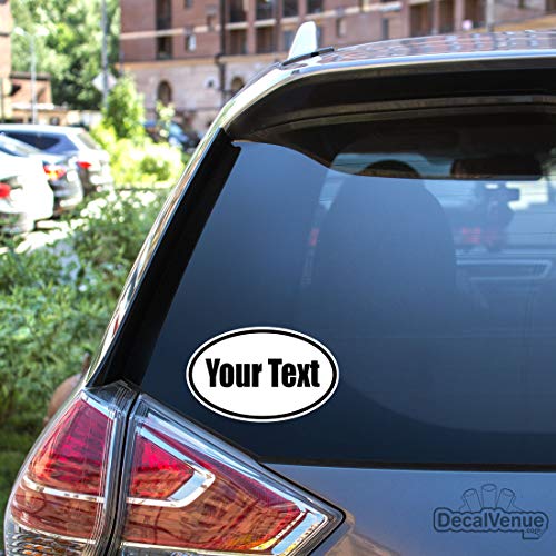 Image of 6 Inch Oval Vinyl Custom Bumper Sticker (Pack of 3), Personalized and Waterproof 1 Line Text Custom Decal Sticker, Customizable and Self-Adhesive Sticker Car Truck