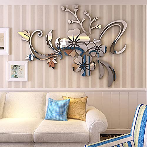 guangmu 3D-Wandaufkleber, Blumenspiegel, DIY-Kunst, Blumendekoration, Aufkleber, Lotus-Aufkleber, Acryl, Spiegel, Wandaufkleber, Zuhause… – Ansicht 3