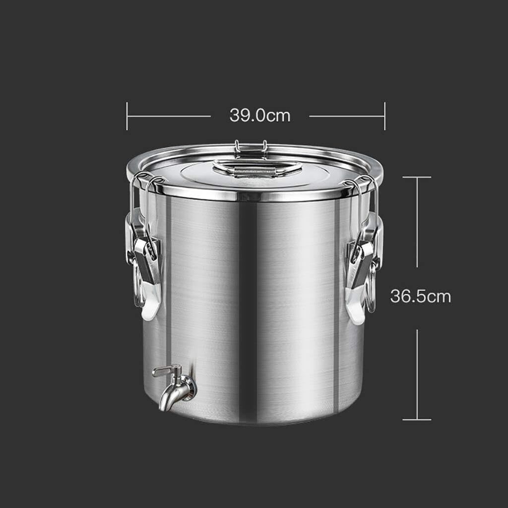 28cm Water Bucket,304 Large-Capacity Stainless Steel Sealed Bucket,can Hold Wine,Oil, Milk,Liquid Transportation (Color : Silver, Size : 48.5cm46.5cm(75L)) (Silver 44.5cm*42.5cm (55L))(39cm*36.5cm(35L
