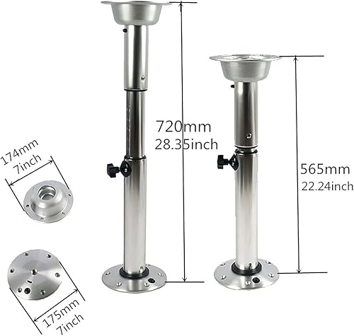 Miniatura 4 de Mesa de caravana marina con pedestal de roble para caravana, mesa de 23.62 x 14.96 pulgadas con 4 portavasos + base de mesa ajustable de altura de