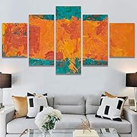 SIGNWIN 5 Panel Canvas Wall Art Modern Art Abstract Brushstroke Closeup Expressionism Expressive Modern Multicolor Oil Painting for Home Decorations Ready to Hang - 60