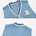 JAYPEIER Toddler's Cable Knit Vest, Sleeveless Sweater for Baby Boys, Color Clash Letter Patchwork Design Tops (US, Age, 6 Months, 9 Months, Blue)