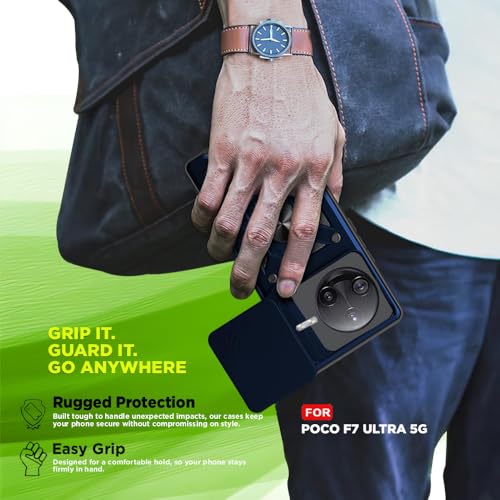 Image of Luxe Back Cover for Poco F7 Ultra 5G | D10 Tough Armor | Sliding Camera Shield | 360 Protection | Kickstand Ring Holder | Military-Grade Shockproof Bumper