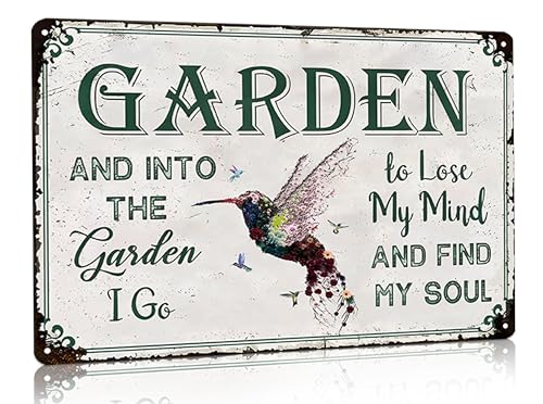 Bestylez Gardening Gifts Vintage Gardening Signs Into The Garden To Lose My Mind Tin Sign for Home Garden Greenhouse Living Room Bedroom Yard Cottage Outdoor Decor 8X12 Inch (3358)