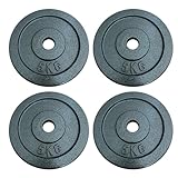 Chase Fitness Cast Iron Weight Plates, 1.25kg - 20kg, 1-Inch Hole, for Barbell and Dumbbell Training (5KG X 4)