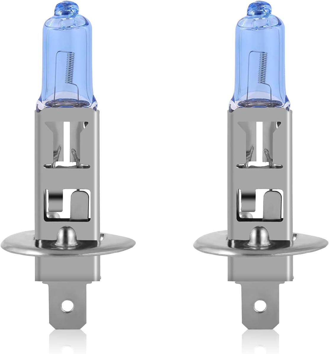 NEWBROWN H1 Headlight Bulb H1 Halogen Headlight Bulb 5000K Super White Light Long Life Replacement P14.5S 12V/55W (H1, 2 Pack)
