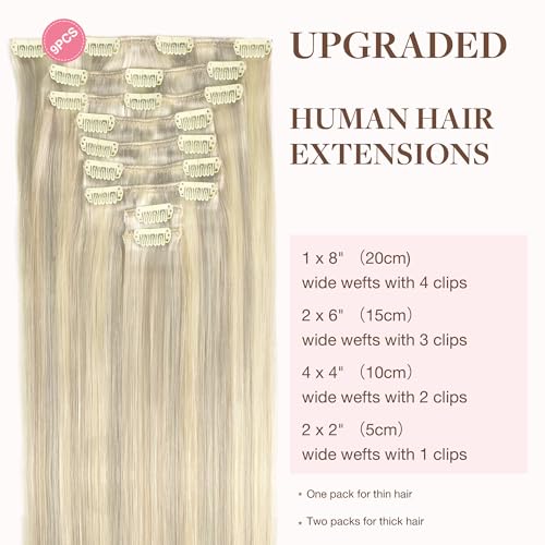 Image of GOO GOO Clip in Hair Extensions Real Human Hair Blonde Remy Extensions