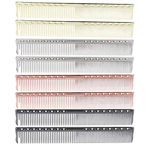 2pcs Stainless Steel Hair Cutting Comb Multiple Colour Barber Comb for Comb Hair Styling Salon(Rose gold)