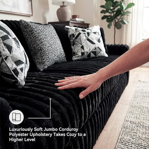 Image of Signature Design by Ashley Midnight-Madness Modern Anti Sage Sofa with Reversible Cushions, Black