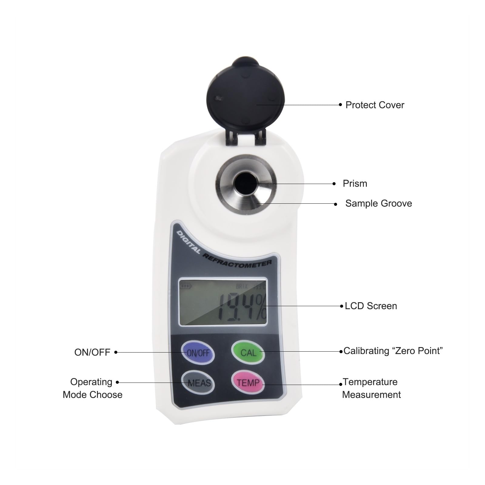 Probador de azúcar digital Refractómetro electrónico Digital de azúcar, medidor de dulzura portátil, medición de sacarímetro for cultivos de frutas y agua Pruebas en el lugar de atención