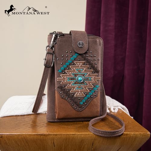 Image of Montana West Western Crossbody Phone Wallet for Women RFID Blocking Wallet Purse with Cash Slots & Zipper Pocket