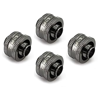 XSPC G1/4" to 3/8" ID, 1/2" OD Compression Fitting V2 for Soft Tubing, Black Chrome, 4-Pack