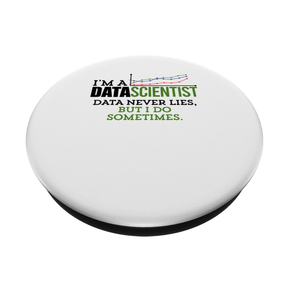 Data never lies Data Scientist PopSockets Swappable PopGrip, Black - Image 2