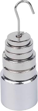 Lab Slotted Mass Set, 200g/50g/20g/10g, Metal Chrome Plated Calibration Weights with Hanger and Storage Box for Laboratory Classroom Research