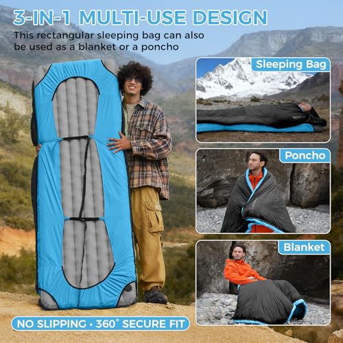 Image of ATEPA Down Sleeping Bag for Adults, Recycled Ultralight 35F 40F 45F 50F 650FP / 700FP 3 Season Compact Sleeping Bags with Compression Sack for Backpacking Camping Hiking, Can Be Attached to Pad