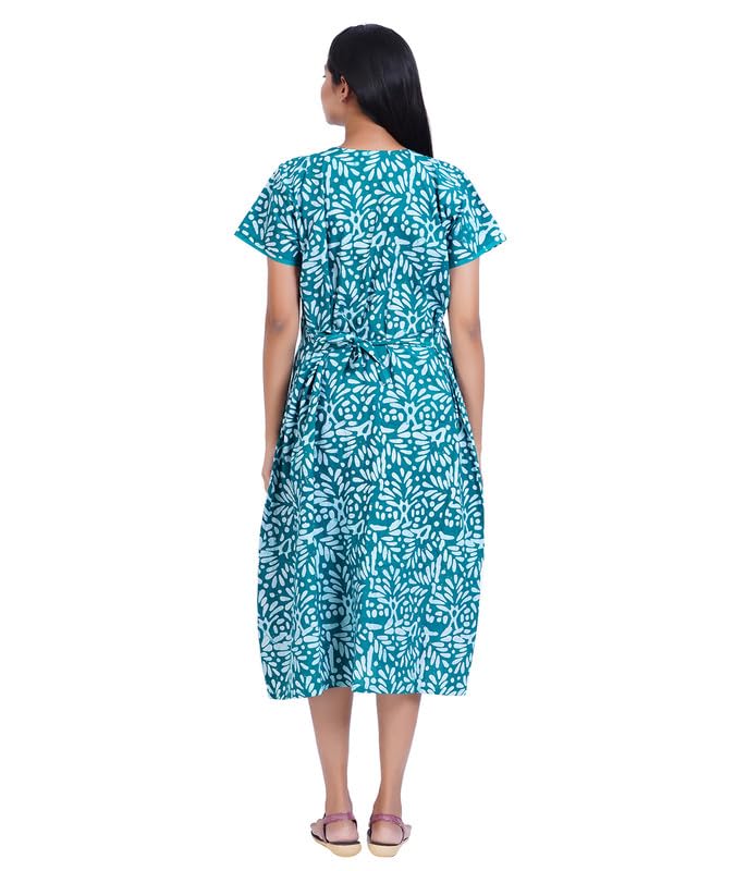 Image of MENMAII Women's [Size - L- 4XL ] Full Open /Front Buttoned [a Kind of Adaptive Clothing] Multipurpose Nighty for Maternity /Pregnancy /Elderly /Patient /Feeding /Hospital Purpose Nighty(4XL) - Calf Length