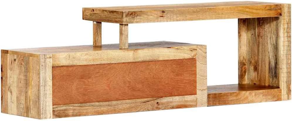 Rustic Brown Solid Mango Wood TV Cabinet 47.2 x 11.8 x 15.7 in 3 Drawer Media Console for Living Room Bedroom No Assembly Rustic Entertainment Center