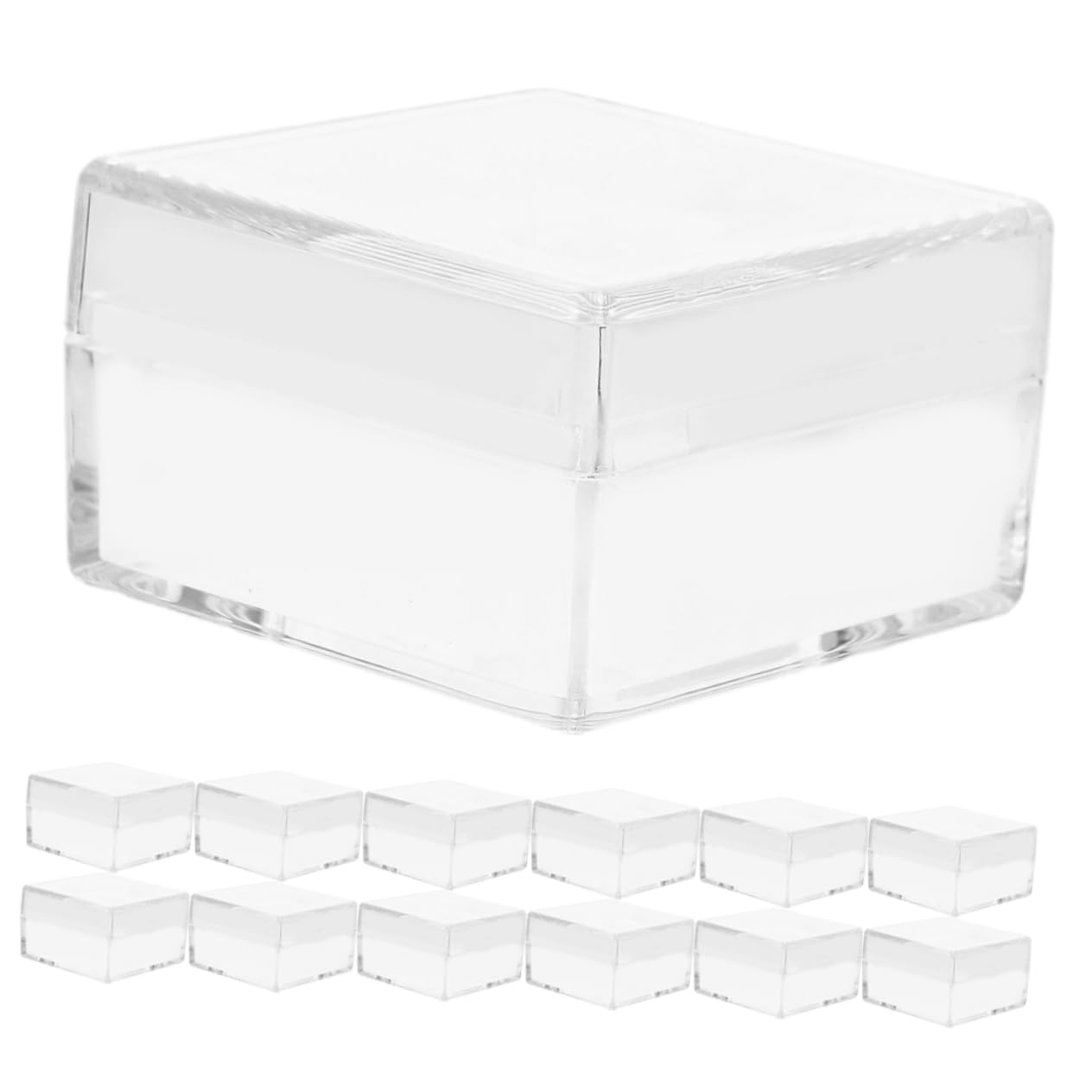 Caja de Almacenamiento Transparente Cuadrada de Plástico Portátil con Tapa, 30 Piezas para Exhibir y Organizar Objetos Pequeños en Hogar o Manualidades