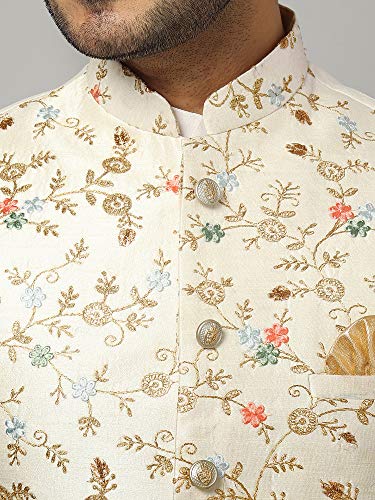 Image of Uri and MacKenzie Men's Silk Blend Kurta Churidar Pyjama with Stylish Nehru Jacket