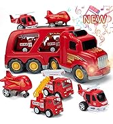 Fire Truck Toy for 3 4 5 6 Years Old Toddlers,Friction Powered Toddler Fire Truck with Sound & Li...