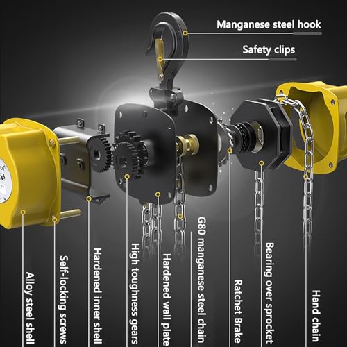 Mini-Kettenzug 1/4 Tonne – 250 kg Handhebe-Kettenratsche G80 Kettenzug mit Sicherheitshaken – tragbarer manueller Hebezeug für Garagen und Lager (6 m)