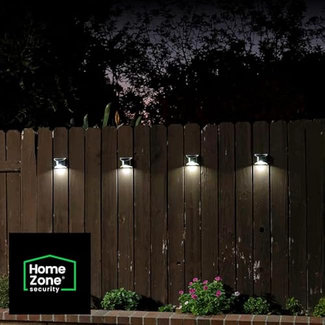 Home Zone Security Solar Wall Lights Decorative Solar Fence Post Step Lights Stainless Steel 4-Pack