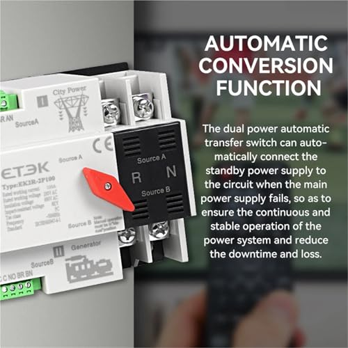 Commutateur de transfert automatique ATS 2P 100A inverseur source 220V