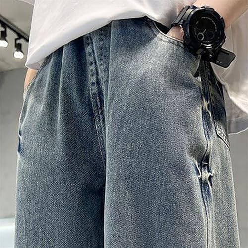Boys Baggy Wide Leg Jeans Elastic Waist Streetwear Teens Kids Relaxed Fit Denim Pants with Pockets3