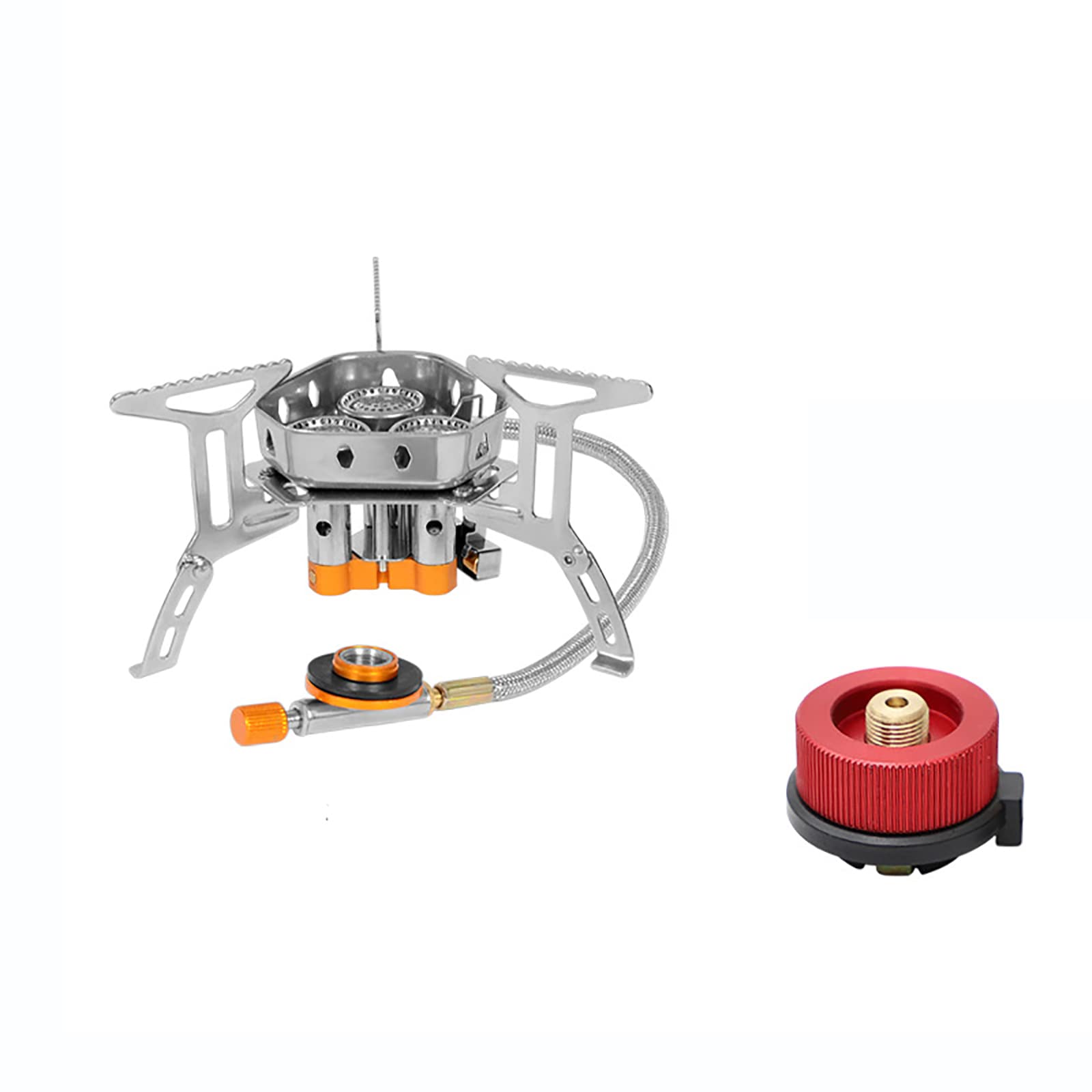 Fornello da campeggio Acciaio Inox, Fornellino Pieghevole Ultraleggero e Durevole, fornello da campeggio a gas outdoor, Mini fornello da campeggio con Custodia Portatile per Picnic Trekking BBQ