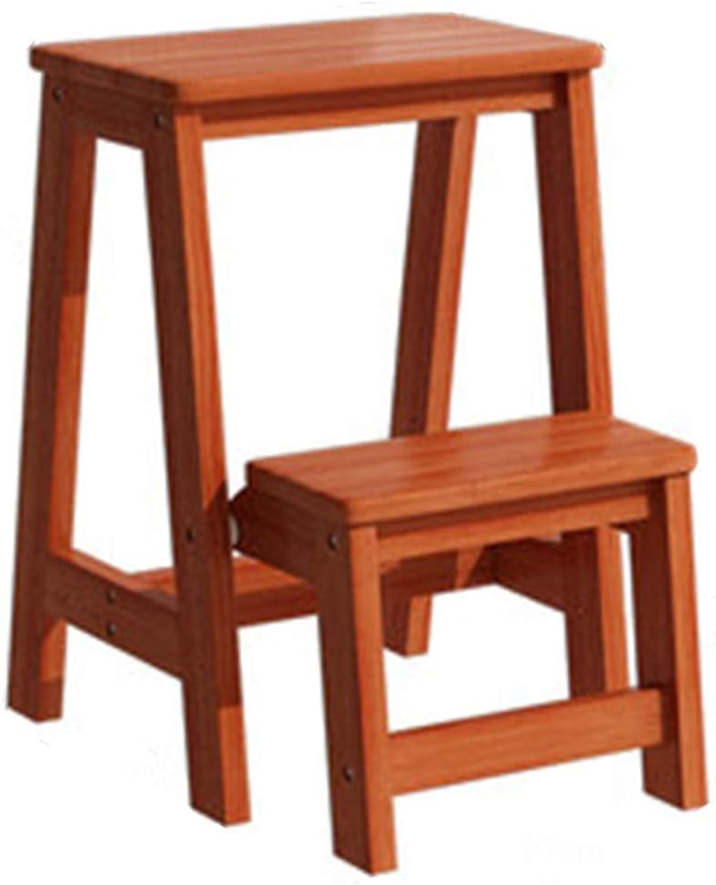 Indoor Climbing Stool,Chair Folding Stool Seat Foot Stool Bench,Solid Wood Step Two-Step Household Living Room Indoor Multi-Function Ascending Ladder Stair Thickened,A (A)