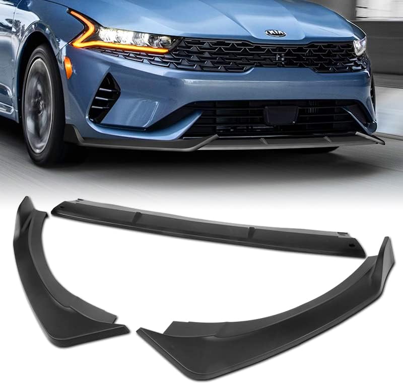 3PCS Front Bumper Lip Kit fit for Compatible with 2021-2024 Kia Optima K5, STP-Style Splitter Trim Protection Spoiler, Air-Dam-Chin-Diffuser (Unpainted Matt Black)