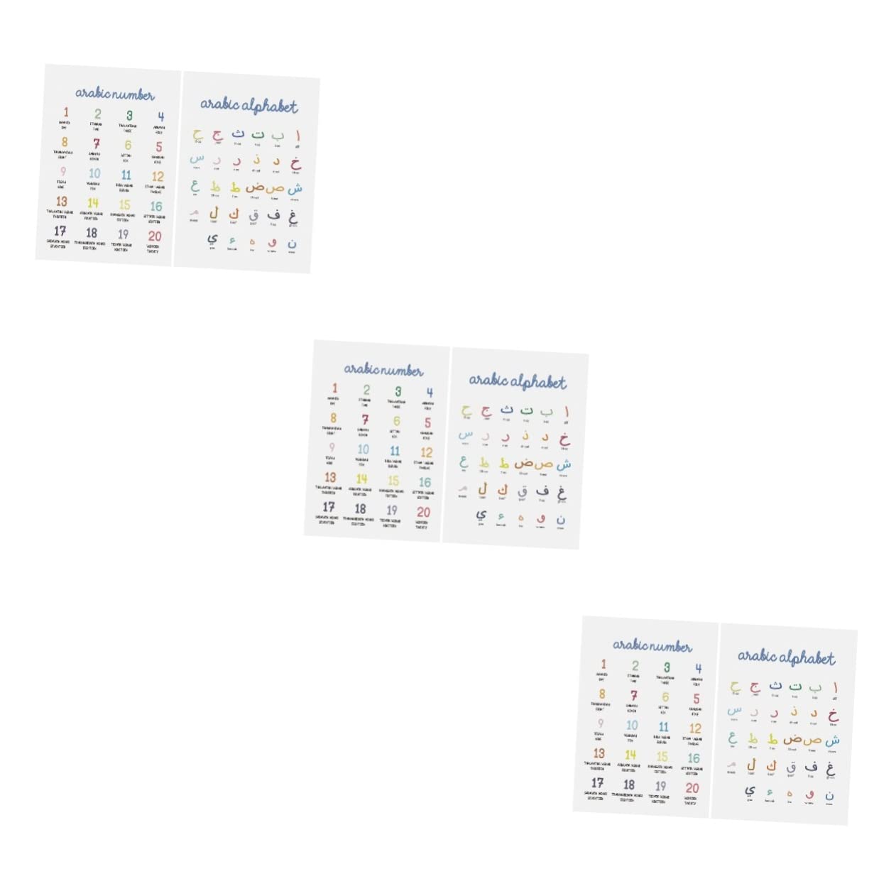SHINEOFI 3 Set Poster Educativi Arabi Per Poster Arabper Decorare Camera Scuola E Apprendimento 2 Pezzi*3
