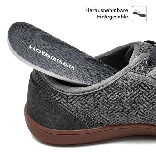 Miniatura 3 de Hobibear Calzado Ancho Unisex Barefoot - Diseño Minimalista Para Hombre Y Mujer - Zapatos Outdoor Con Puntera Amplia Y Soporte Natural Gris Marrón Eu 40