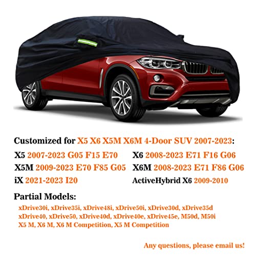 Image of Car Cover Compatible with BMW X5 X5M(2007-2026) X6 X6M(2008-2026), Custom Waterproof All Weather Car Covers with Cotton Lining, Outdoor Rain Cover for X5 X6 F15 G05 F16 G06 F85 F95 F86 F96