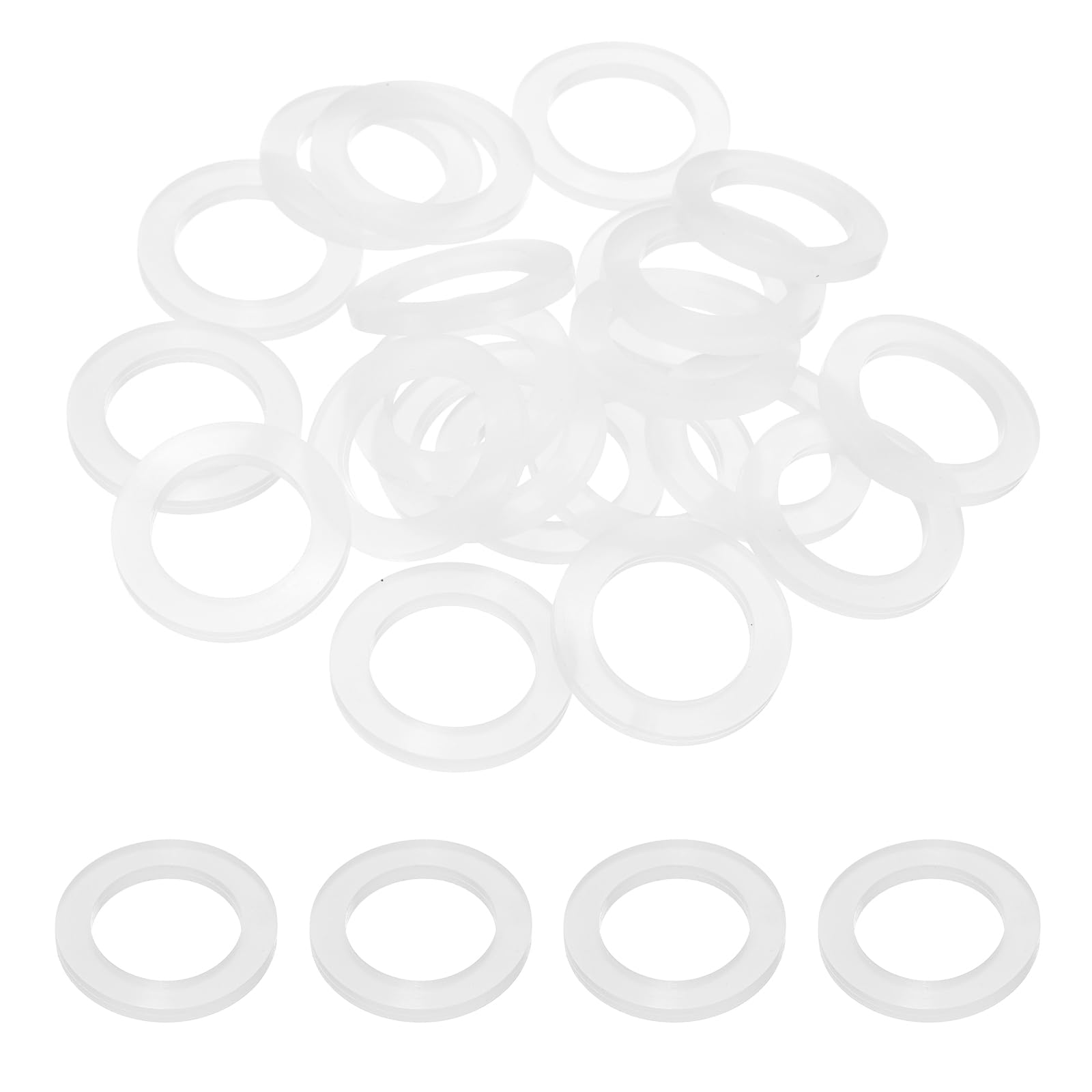 sourcing map 30 Pcs Silicone Washers, 15mm x 21mm x 3mm O-Ring Seals Hose Washer Plumbing Gaskets for Water Pipe Faucet Shower Head Garden Hose Seal, White