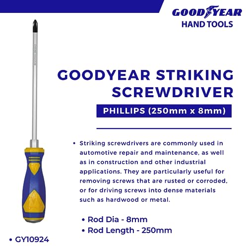 Image of Goodyear Philips Striking Screwdriver Hand Tool (Silver, 250mm X 8mm)