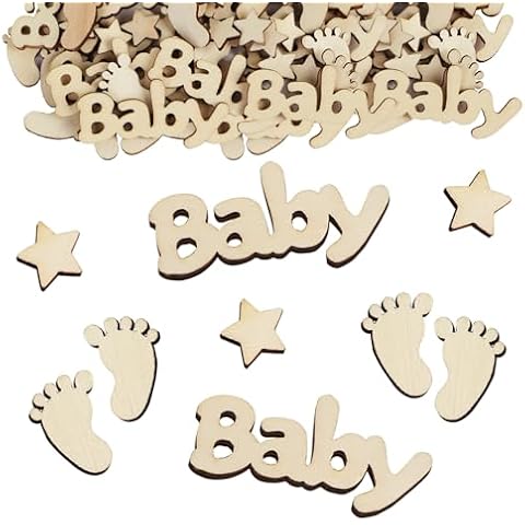 100 pcs Baby Shower Wooden Confetti Set Cover