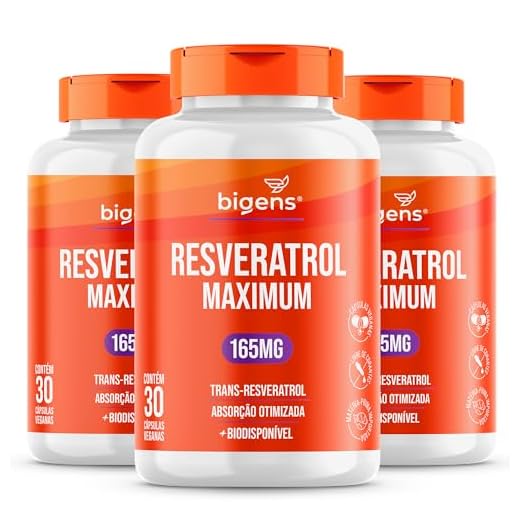 Resveratrol Maximum 165mg, Absorção, Biogens, Kit 3x 30 cápsulas