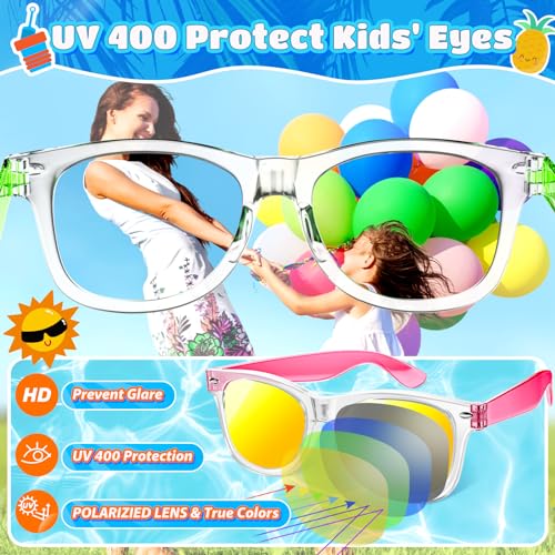 Joycover Kids Sunglasses Bulk, 16 Pack Party Favors for Kids 4-8 3-5, Translucent Sunglasses for Kids, Beach, Pool Party Favors Supplies, Classroom Favors Birthday Goodie Bags Stuffers.3