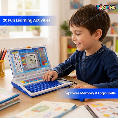 Image of Toyshine Educational Kids Laptop with 20 Activities Alphabet|Letter|Words|Games|Mathematics Music|Logic Memory Tool Fun Learning Educational Kids Laptop Educational Toy Boys Girls 5+
