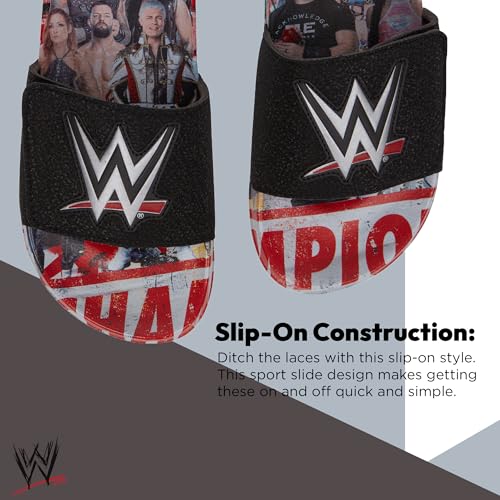 WWE Mens Championship Belt Slides - John Cena, Roman Reigns, Seth Rollins World Wrestling Champion Belt Slip On Slide Sandals4