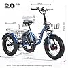 DEaThsalL 20' Fat Tire Electric Power-Assisted Bike Tricycle for Adults, Comfortable Rides Headlight + LCD Display + Rear Cargo Basket Adjustable Seat Max Load: 150 kg Blue #3