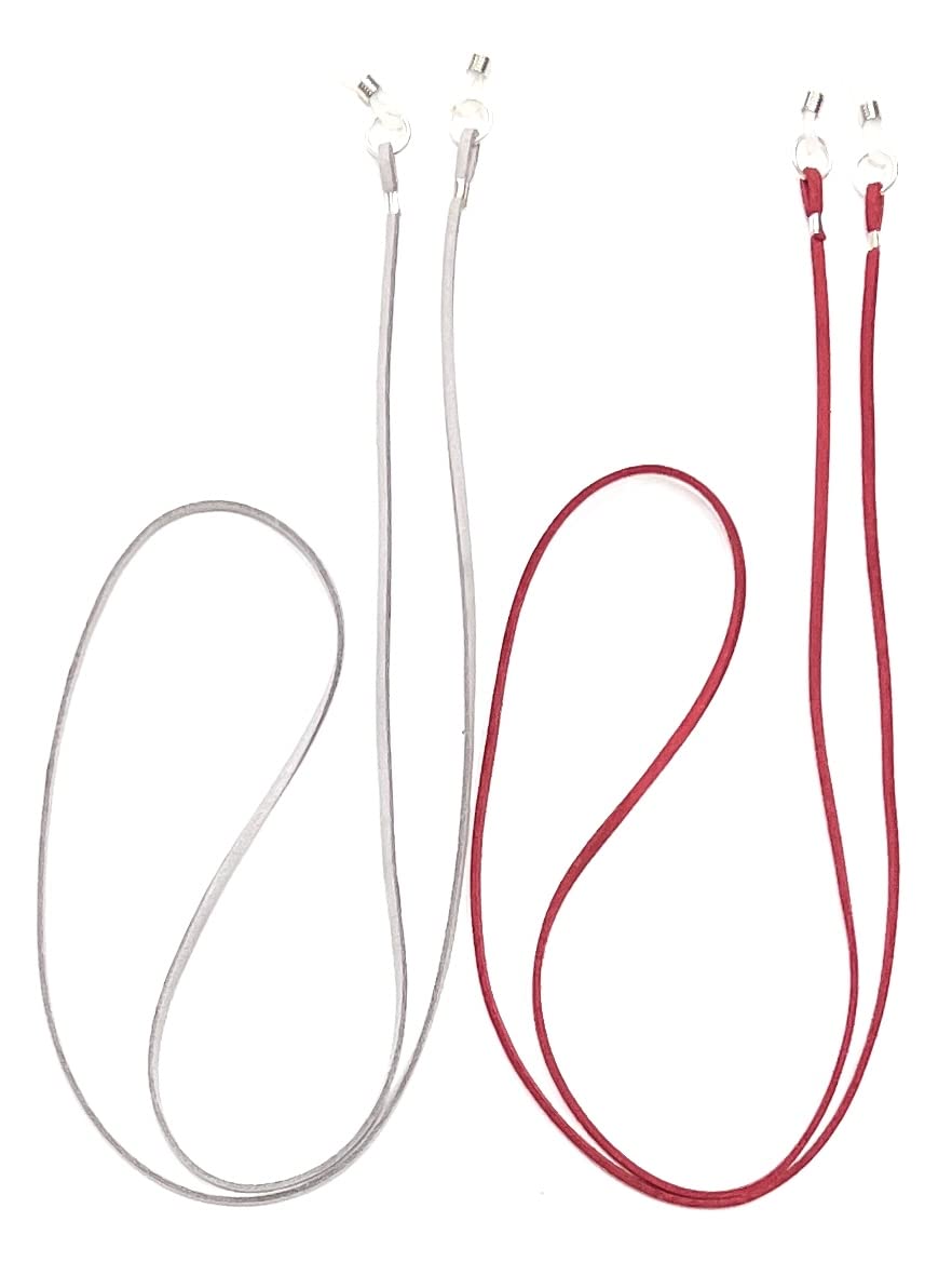 Soft Leather Cord Spectacle Chain For Men (Set of 2) Red and Grey- Unisex Lanyard Chains And Spectacle Holders - Leather Eye Glasses Chain Eyeglass Holders-image-36